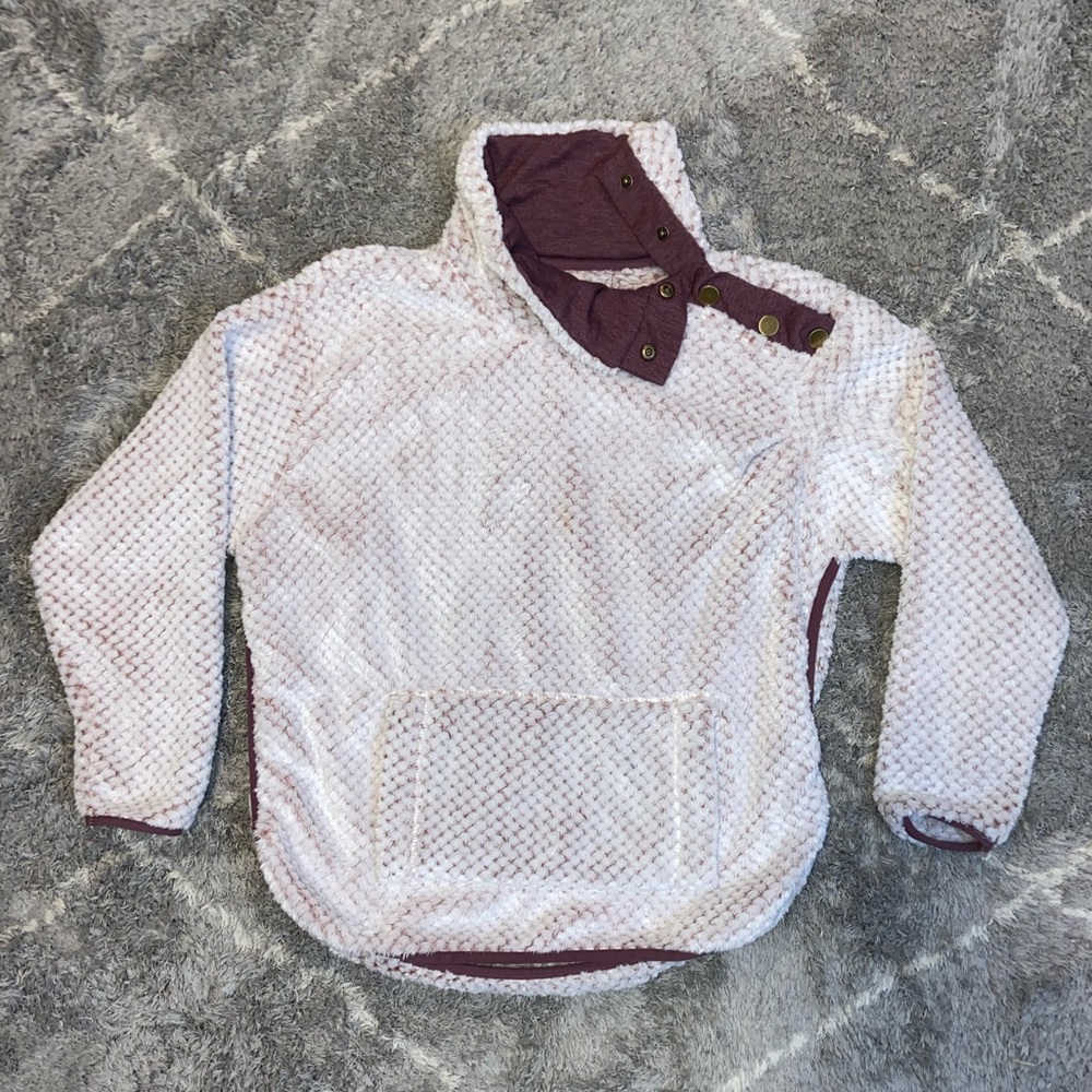 St. Johns's Bay Active Light Purple/Burgundy Sherpa Pullover. Sz. PS